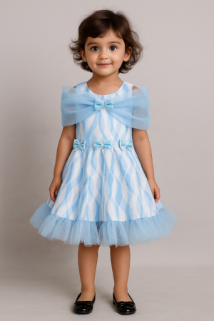 Girls Formal Frock with Textured & Printed Fabric