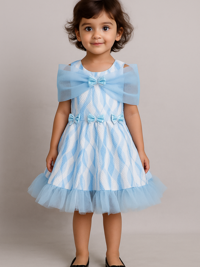 Girls Formal Frock with Textured & Printed Fabric