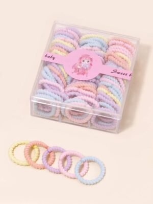Minichunks "Sweet Baby" 50-Piece Cotton Candy Hair Tie Set – Soft & Snag-Free Elastic Bands