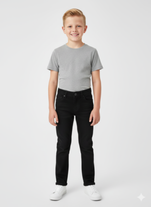 Boys Solid Black Denim Pants – Decent Look