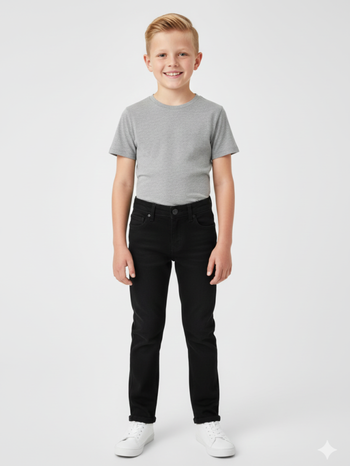 Boys Solid Black Denim Pants – Decent Look