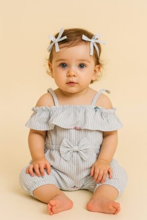 Infant Eye-Catching Cotton Romper with Headband