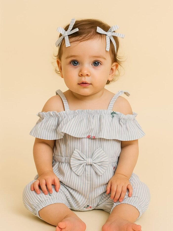 Infant Eye-Catching Cotton Romper with Headband