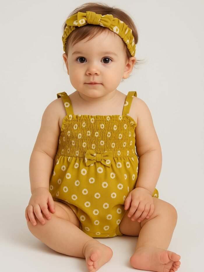 Infant Floral Romper with Headband