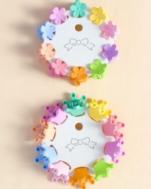 Minichunks "Petal & Crown" 20-Piece Matte Mini Clip Set – Pastel Floral & Royal Theme