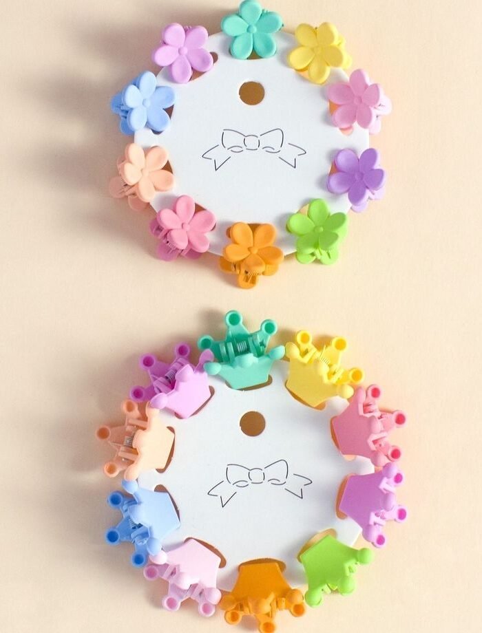 Minichunks "Petal & Crown" 20-Piece Matte Mini Clip Set – Pastel Floral & Royal Theme