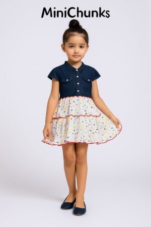 Denim & Cotton Tiered Casual Frock