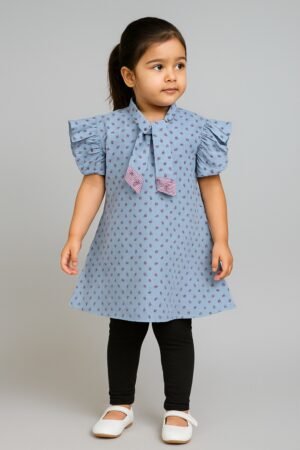 The "Bella" Ruffle Tunic in Grey printed