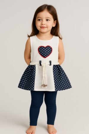 Girls Top |  Soft Textured Fabric with Heart Patch